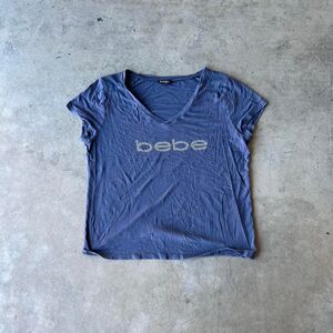 Bebe Sport y2k Top V neck Womens size Xl Studded